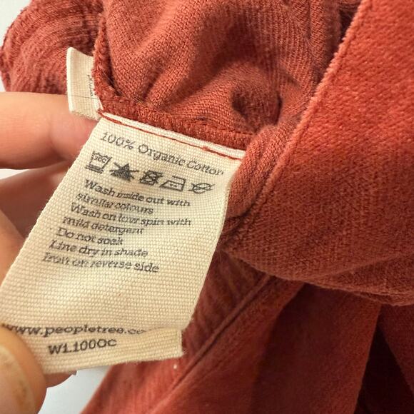 People Tree Women's Jessie Wide Leg Jumpsuit Overall Organic Cotton Red Brick 6 - Picture 4 of 8